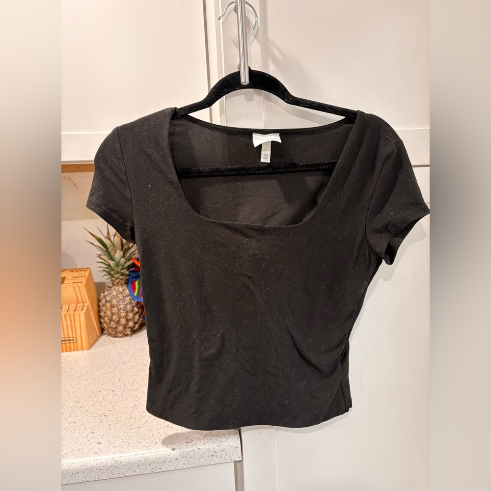 Planet Gold Black Scoop-Neck Crop Top